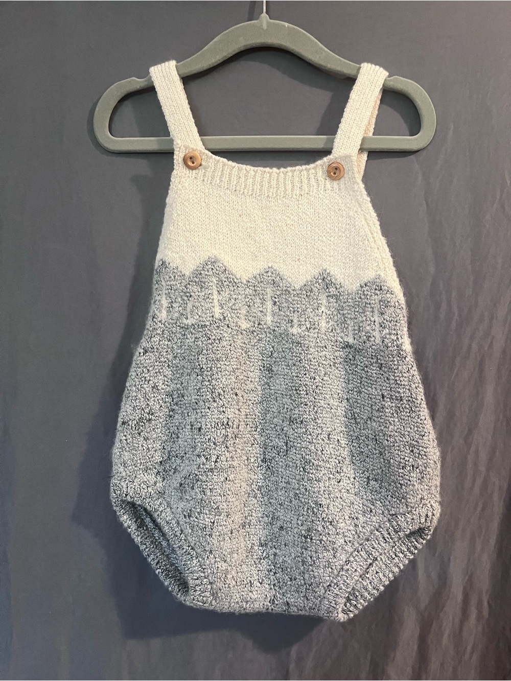Buho Cream and Gray Alpaca Knit Baby Romper